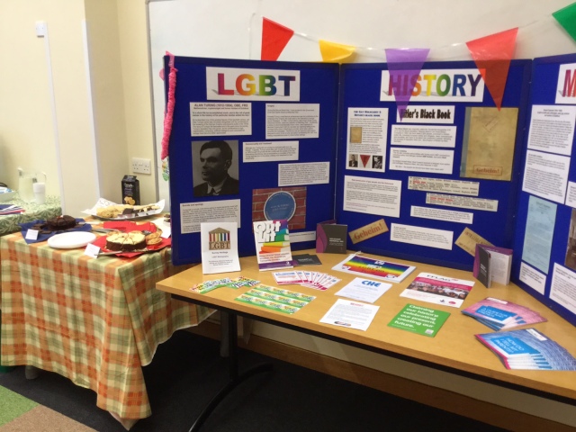 One of the LGBT icons display featuring Alan Turing (reproduced with permission of Surrey History Centre)